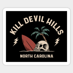 Vintage Surfing Kill Devil Hills North Carolina // Retro Surf Skull Sticker